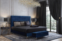 Load image into Gallery viewer, Delilah Navy Textured Velvet Bench
