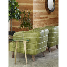Load image into Gallery viewer, Magdelan Tufted Leather Arm Chair Emerald
